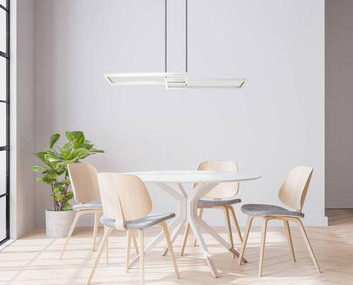 LED-HÄNGELEUCHTE 119,5/25,5/120 cm    - Silberfarben/Opal, Trend, Kunststoff/Metall (119,5/25,5/120cm) - Globo