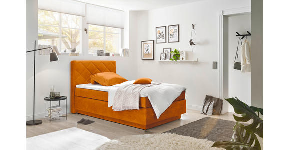 BOXSPRINGBETT 140/200 cm  in Cognac  - Cognac/Schwarz, KONVENTIONELL, Kunststoff/Textil (140/200cm) - Xora