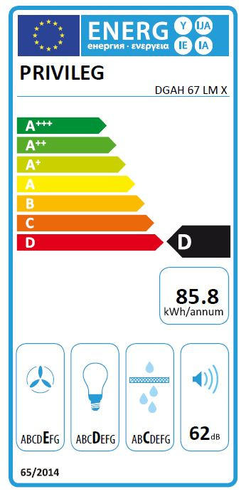 DUNSTABZUGSHAUBE DGAH 67 LM X  - Edelstahlfarben, Basics, Kunststoff/Metall (59,8/39,6/28,2cm) - Privileg