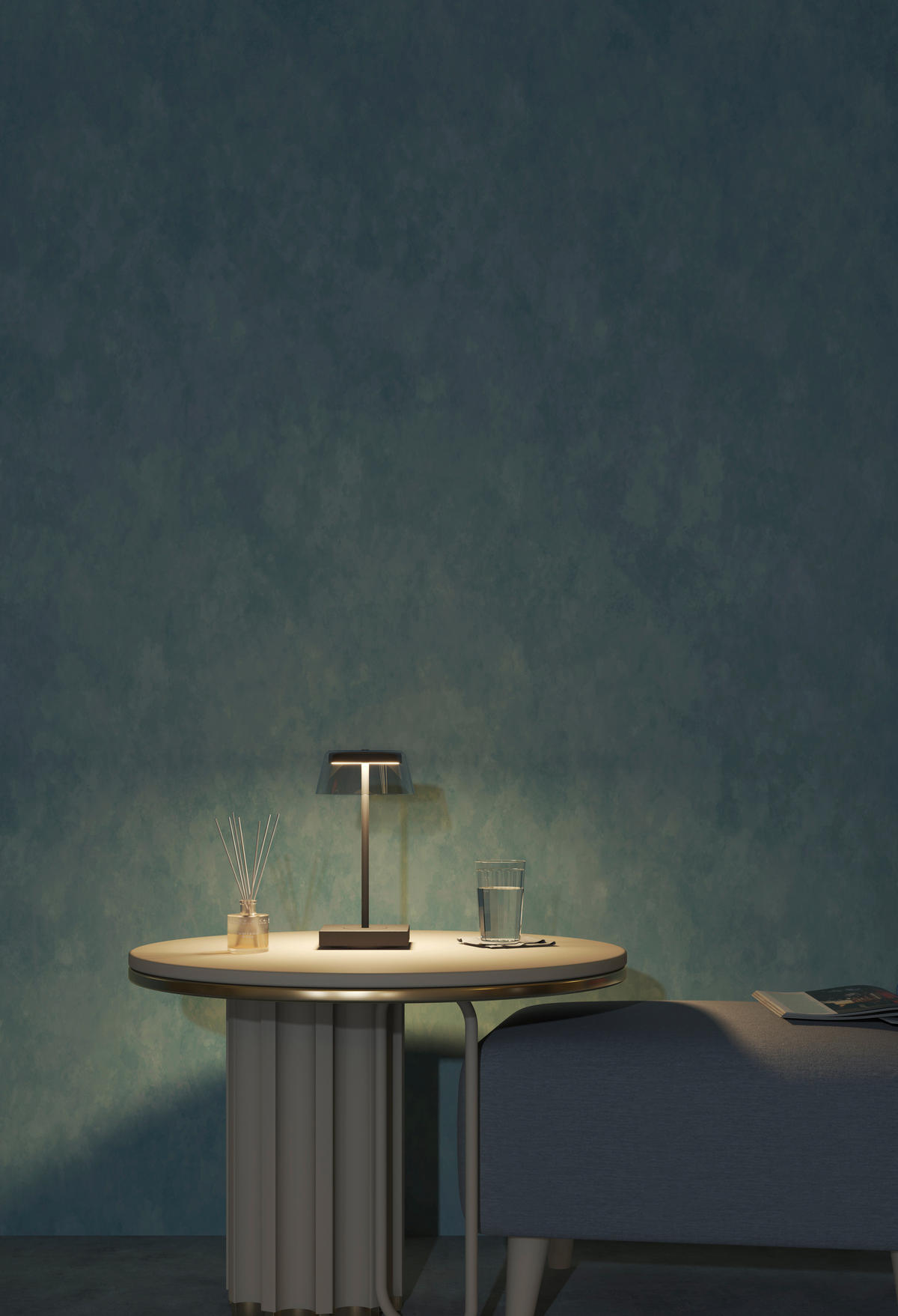 AKKU-TISCHLEUCHTE Clear 13,7/27 cm   - Dunkelgrau, Design, Glas/Metall (13,7/27cm) - Dieter Knoll