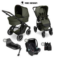KINDERWAGENSET  Salsa 5 Air All in One Set + Isofix Base Root  Avocado  - Schwarz/Olivgrün, Basics, Textil/Metall (63/118/95.5cm) - ABC Design