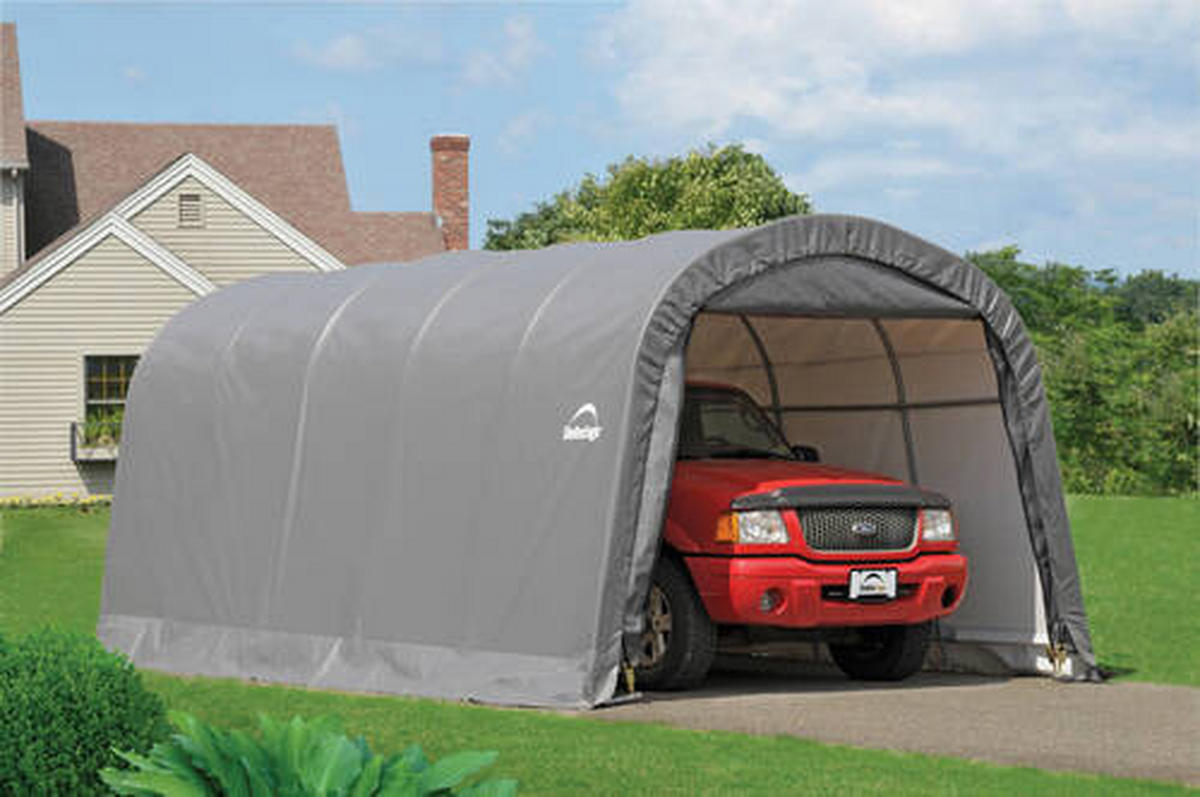 CARPORT 370/240/610 cm Stahl  - Grau, Basics, Kunststoff/Metall (370/240/610cm) - Ambia Garden