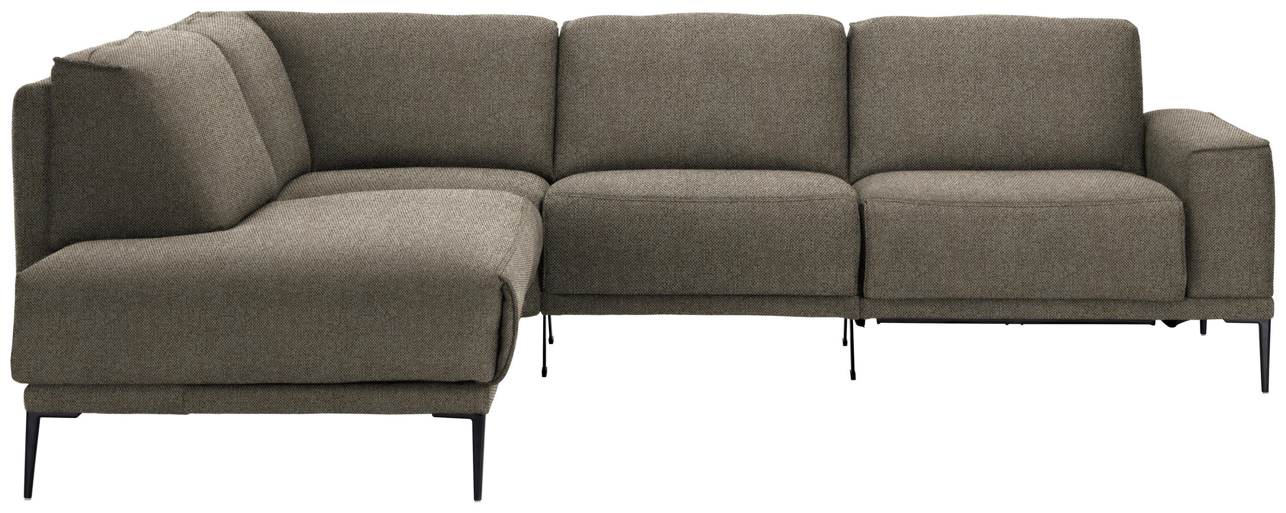 ECKSOFA in Flachgewebe Hellbraun  210/260 cm  - Hellbraun/Schwarz, Design, Textil/Metall (210/260cm) - Johann Jakob