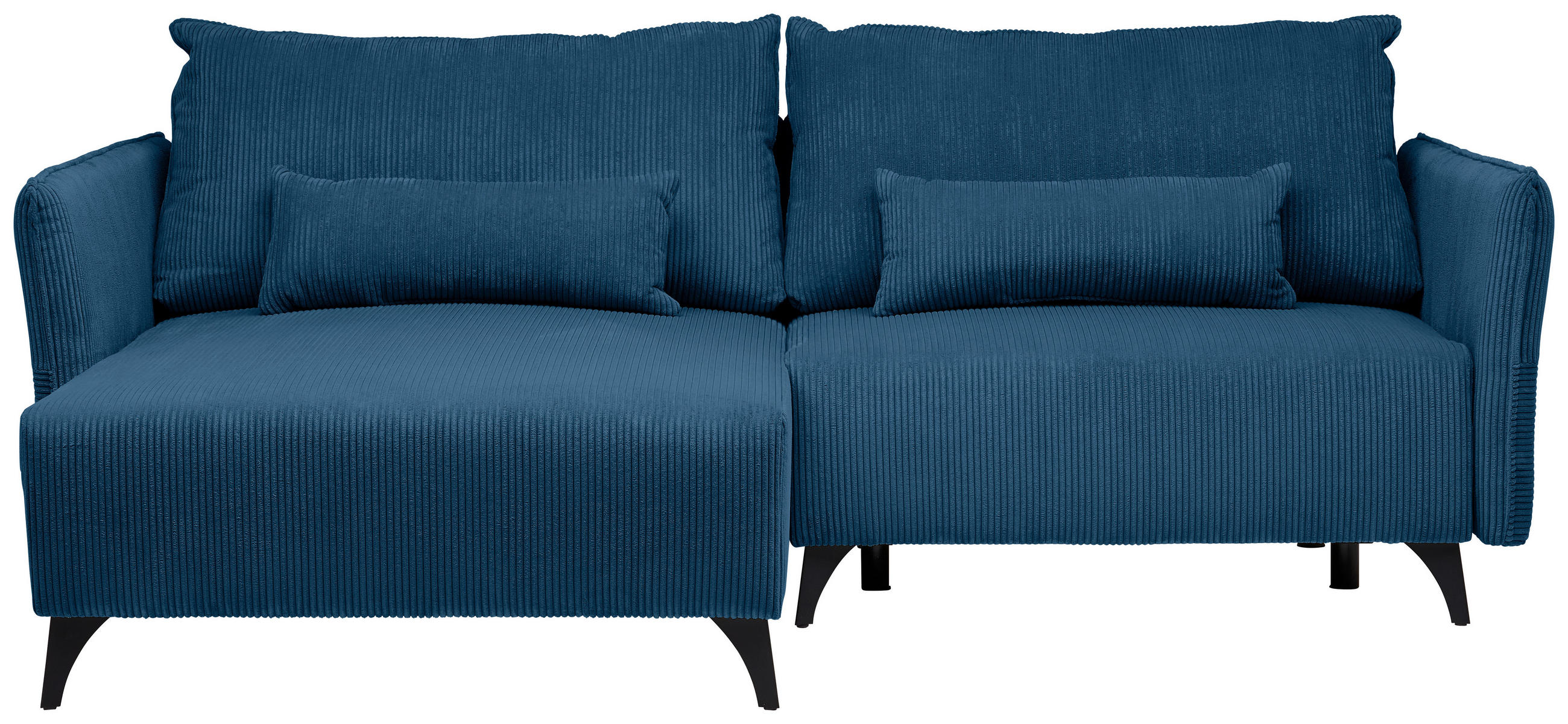 ECKSOFA Blau Cord  - Blau/Schwarz, Design, Textil/Metall (175/254cm) - Stylife