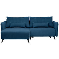 ECKSOFA Blau Cord  - Blau/Schwarz, Design, Textil/Metall (175/254cm) - Stylife