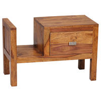 NACHTSCHRANK Sheesham massiv  - Chromfarben/Sheeshamfarben, KONVENTIONELL, Holz/Metall (60/40/30cm) - MID.YOU