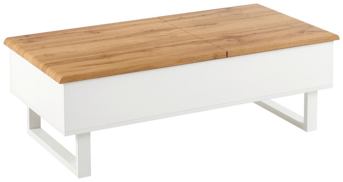DOHÁNYZÓASZTAL fém, faalapú anyag 120/60/40-65 cm   - tölgyfa/fehér, Design, faalapú anyag/fém (120/60/40-65cm) - Livetastic