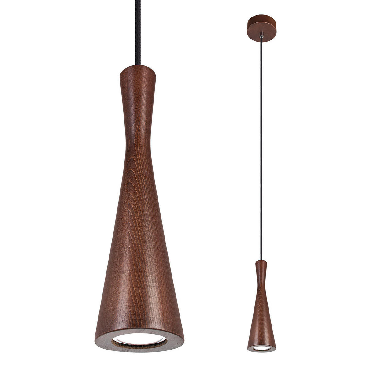 ZÁVĚSNÉ SVÍTIDLO, 10/90-140 cm  - černá/barvy ořechu, Design, dřevo (10/90-140cm)