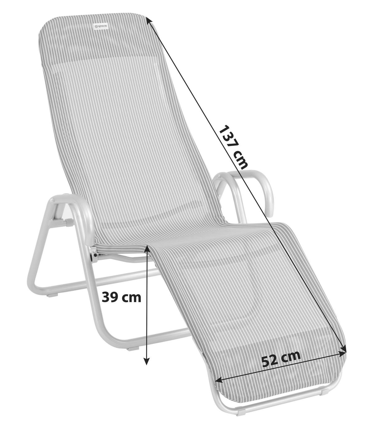 Sonnenliege Calypso aus 52/39/137 cm  - Grau, MODERN, Textil/Metall (52/39/137cm) - Acamp
