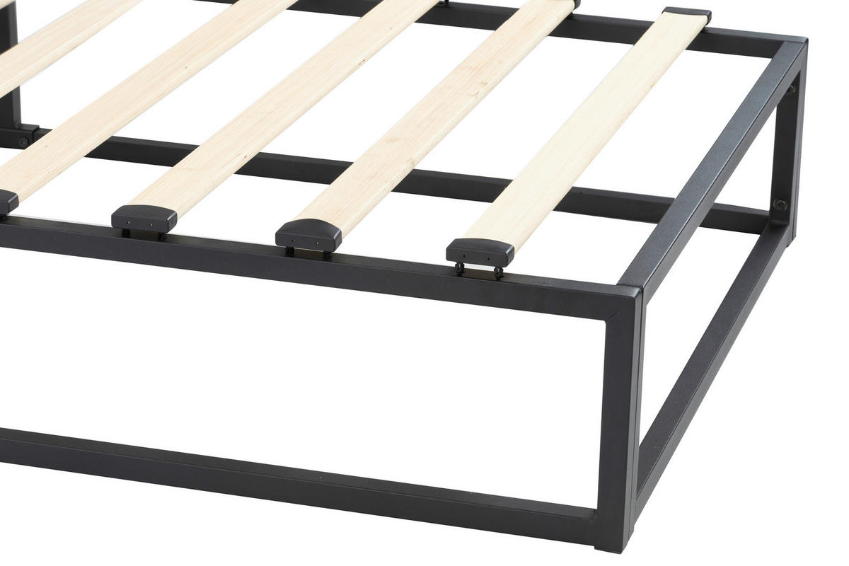 METALLBETT 90/200 cm  in Naturfarben, Schwarz  - Schwarz/Naturfarben, Basics, Holz/Metall (90/200cm) - Boxxx