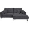ECKSOFA in Cord Anthrazit  - Anthrazit/Schwarz, Konventionell, Textil/Metall (250/185cm) - Carryhome