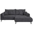 ECKSOFA in Cord Anthrazit  - Anthrazit/Schwarz, KONVENTIONELL, Textil/Metall (250/185cm) - Carryhome