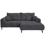 ECKSOFA in Cord Anthrazit  - Anthrazit/Schwarz, KONVENTIONELL, Textil/Metall (250/185cm) - Carryhome