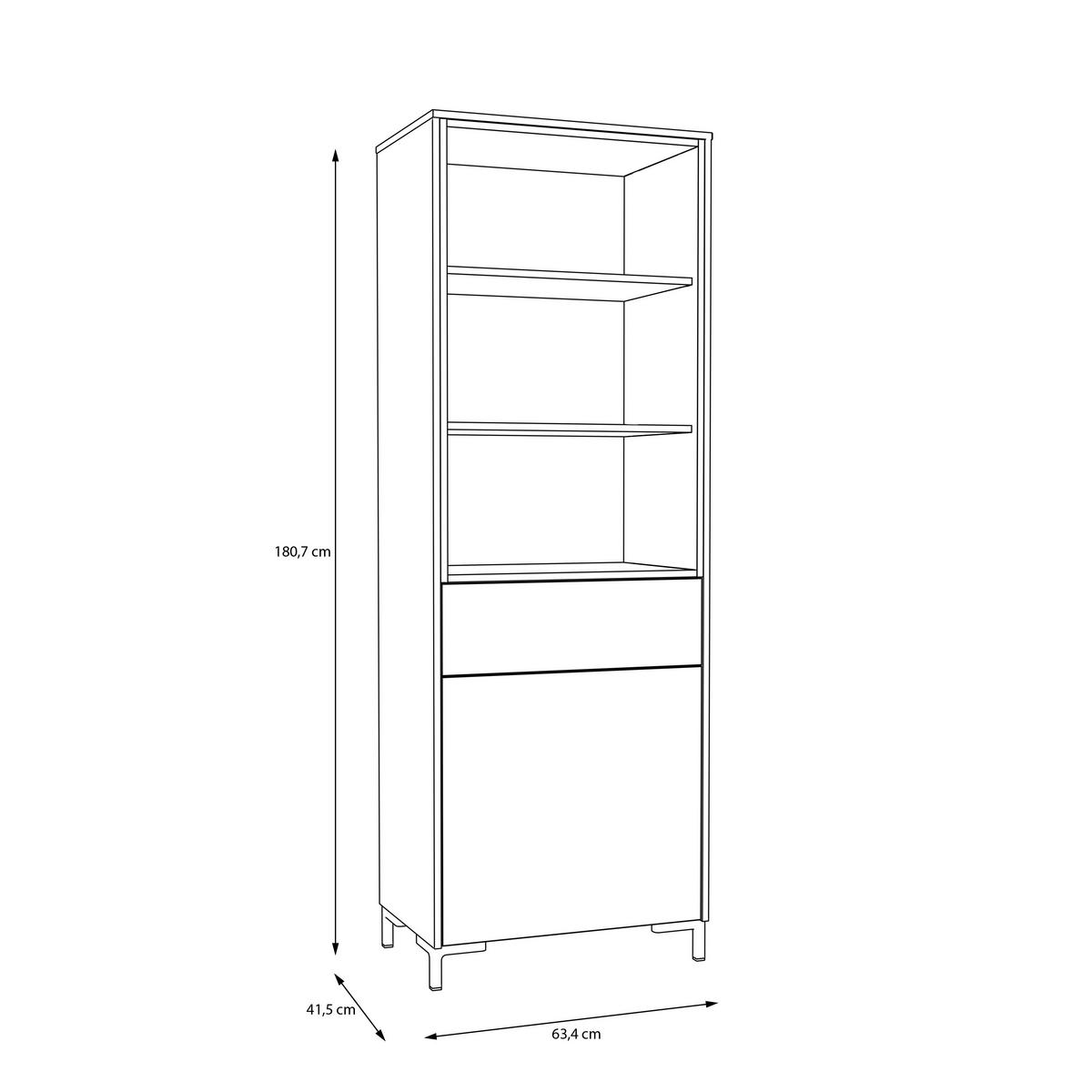 VITRINA, naravne barve, peščene barve - črna/naravne barve, Moderno, umetna masa/leseni material (63,4/180,7/41,5cm) - Hom`in