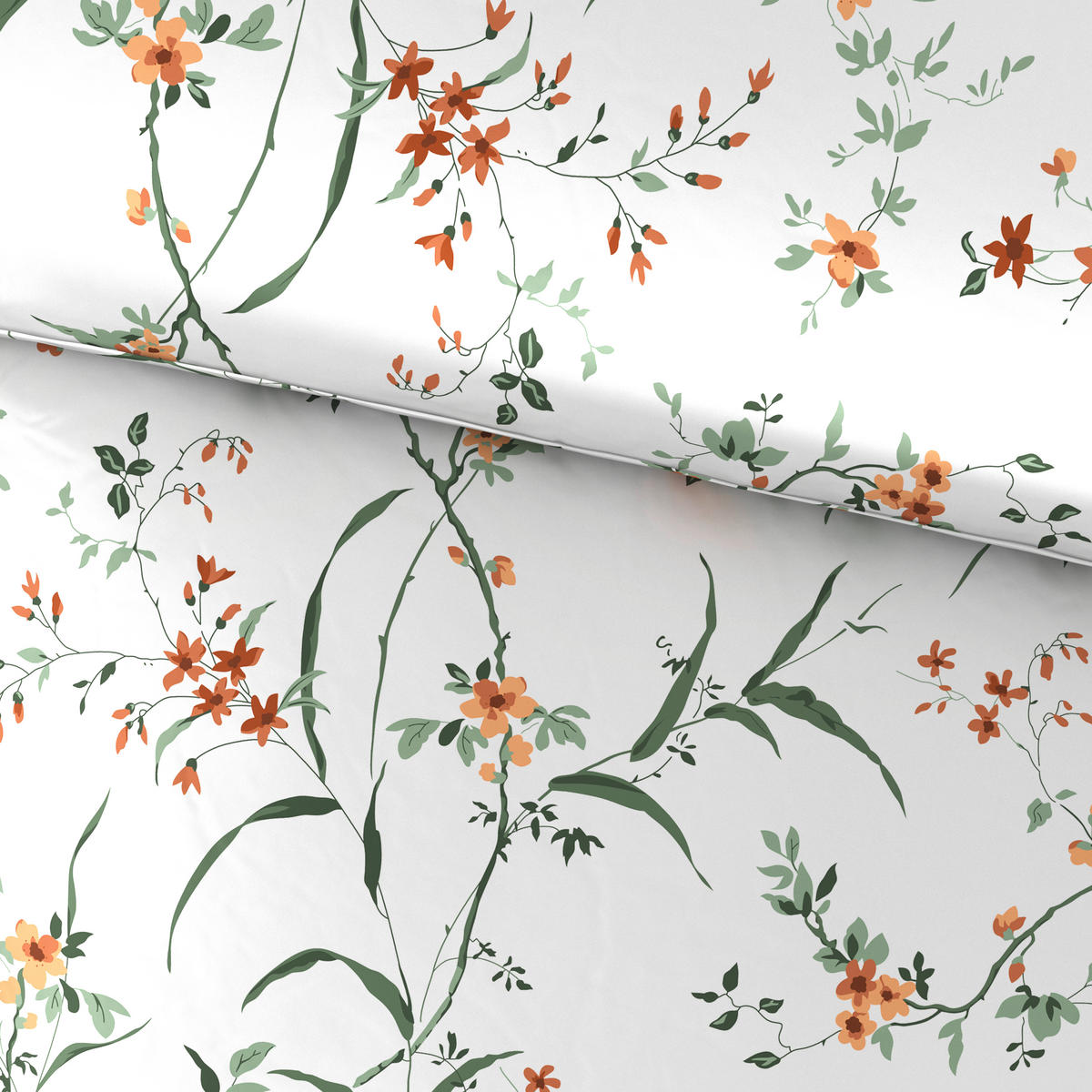 POSTELJINA FLOWERS 200/200 cm saten braon, zelena  - zelena/braon, Konvencionalno, tekstil (200/200cm) - Esposa