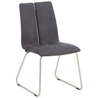 STUHL  Lederauswahl, Stoffauswahl, Typenauswahl Lederlook  - Edelstahlfarben/Grau, Design, Textil/Metall (48/91/62cm) - Venjakob