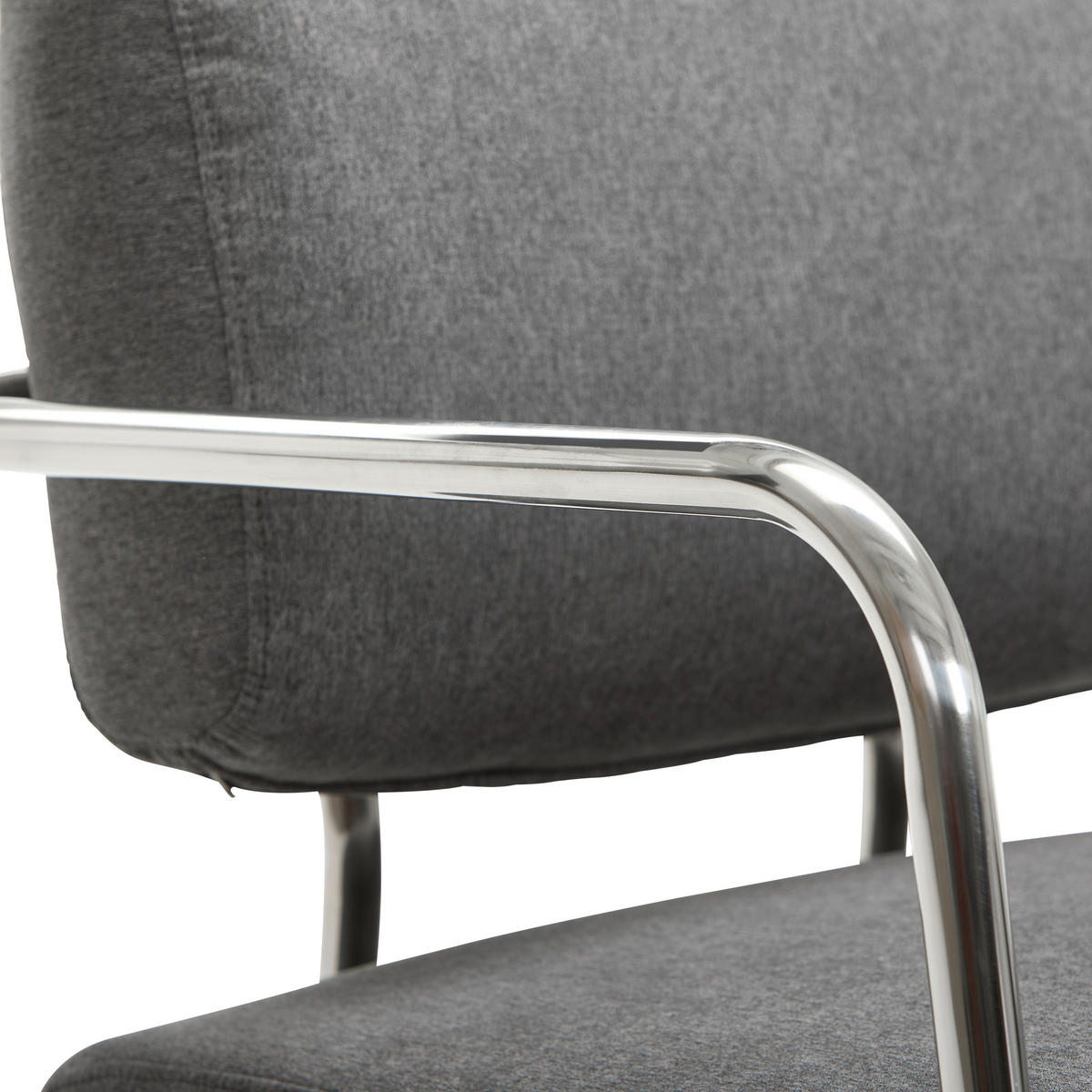 SESSEL in Leinenoptik Grau, Chromfarben  - Chromfarben/Grau, Trend, Textil/Metall (70/82/74cm) - Livetastic