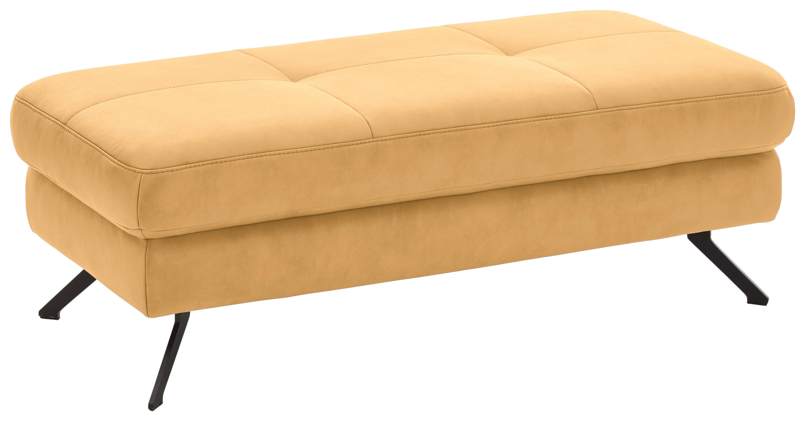 HOCKER in Textil Gelb  - Gelb/Schwarz, Design, Textil/Metall (130/47/65cm) - Beldomo System