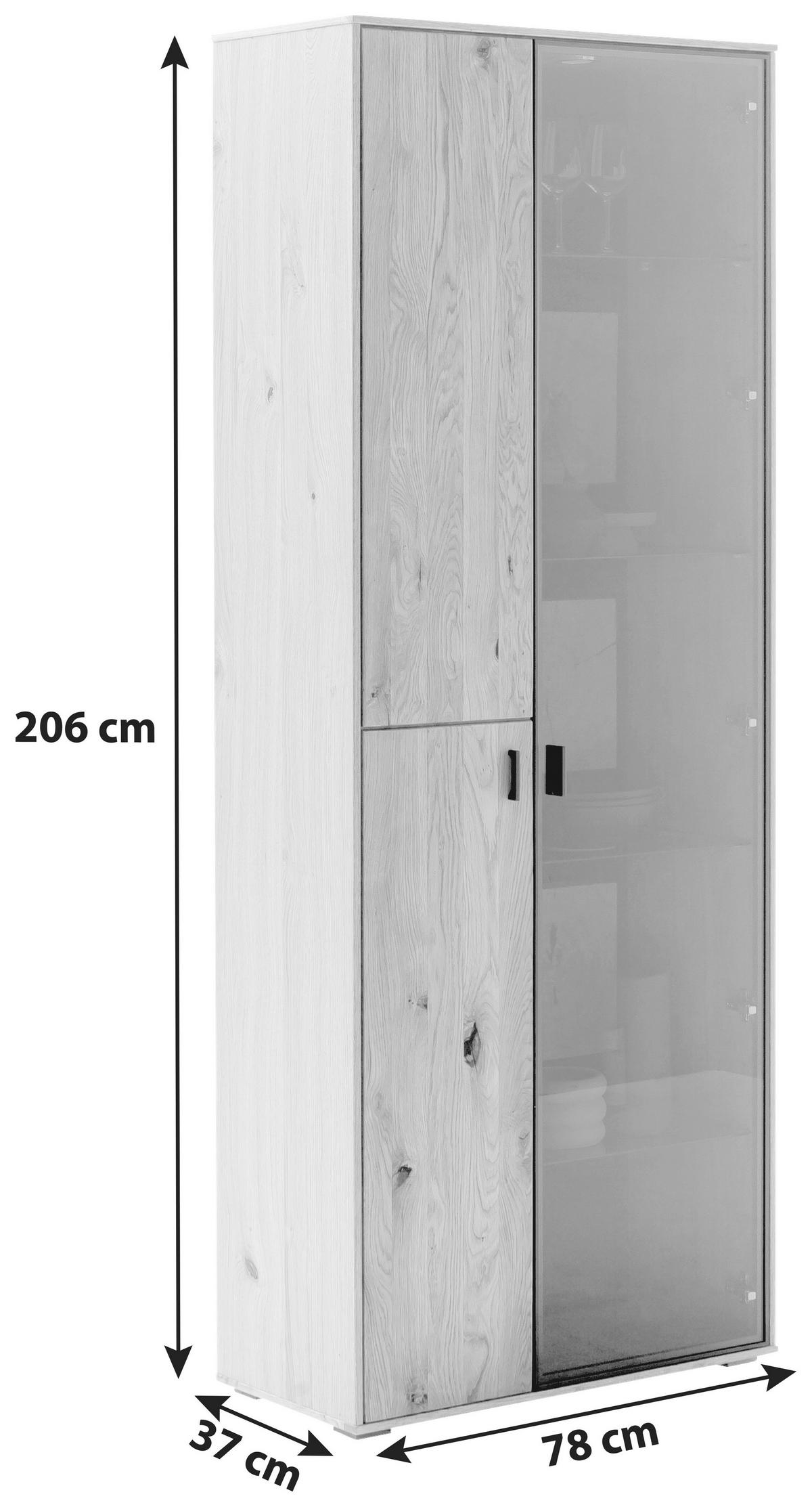 VITRINE in furniert, massiv Wildeiche Wildeiche  - Wildeiche/Anthrazit, Design, Glas/Holz (78/206/37cm) - MID.YOU