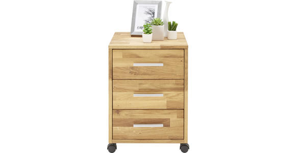 ROLLCONTAINER 40/56,7/42 cm  - Wildeiche/Alufarben, Natur, Holz/Kunststoff (40/56,7/42cm) - Linea Natura