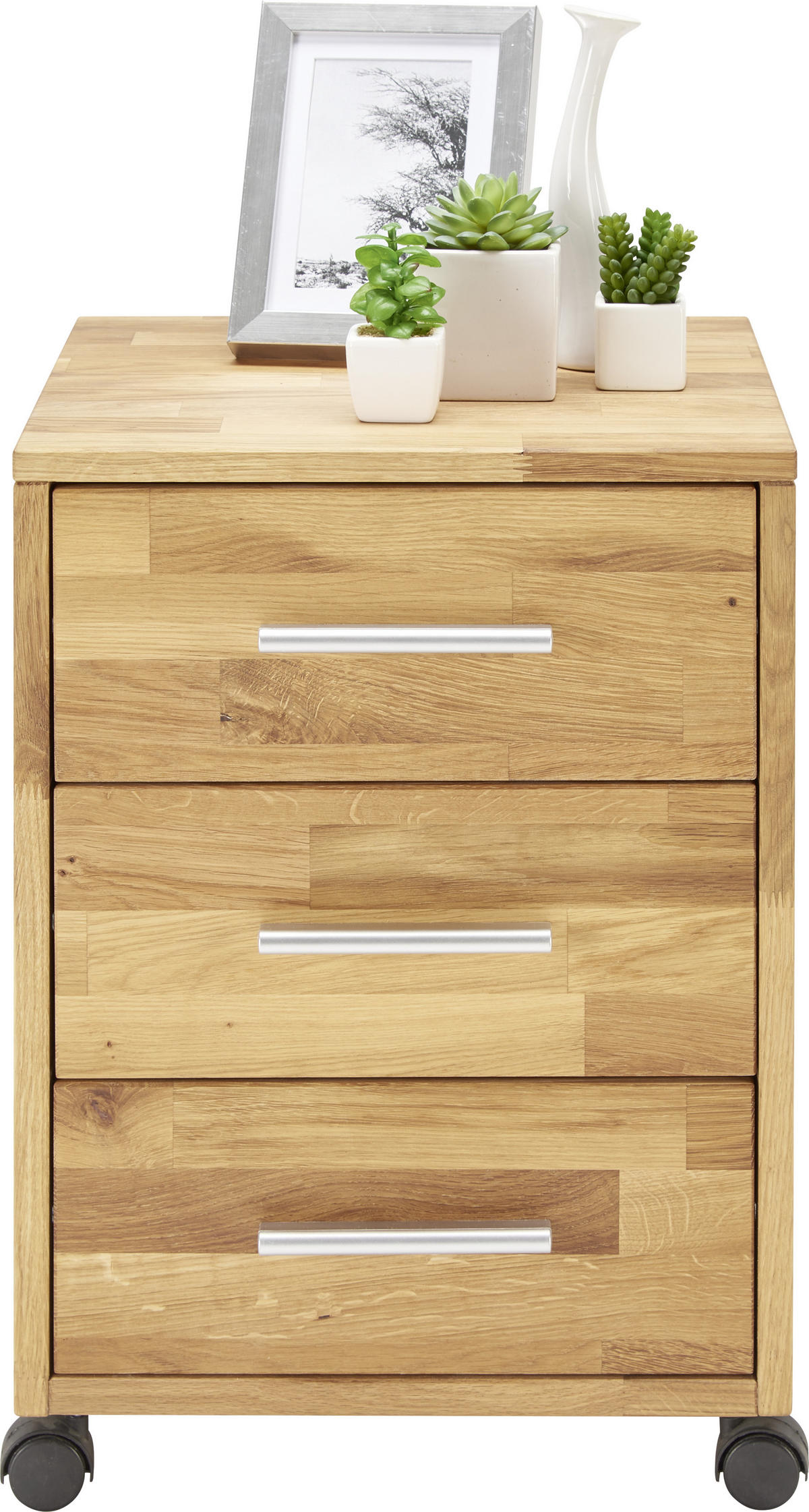 POJÍZDNÝ KONTEJNER, 40/56,7/42 cm - divoký dub/barvy hliníku, Natur, dřevo/plast (40/56,7/42cm) - Linea Natura