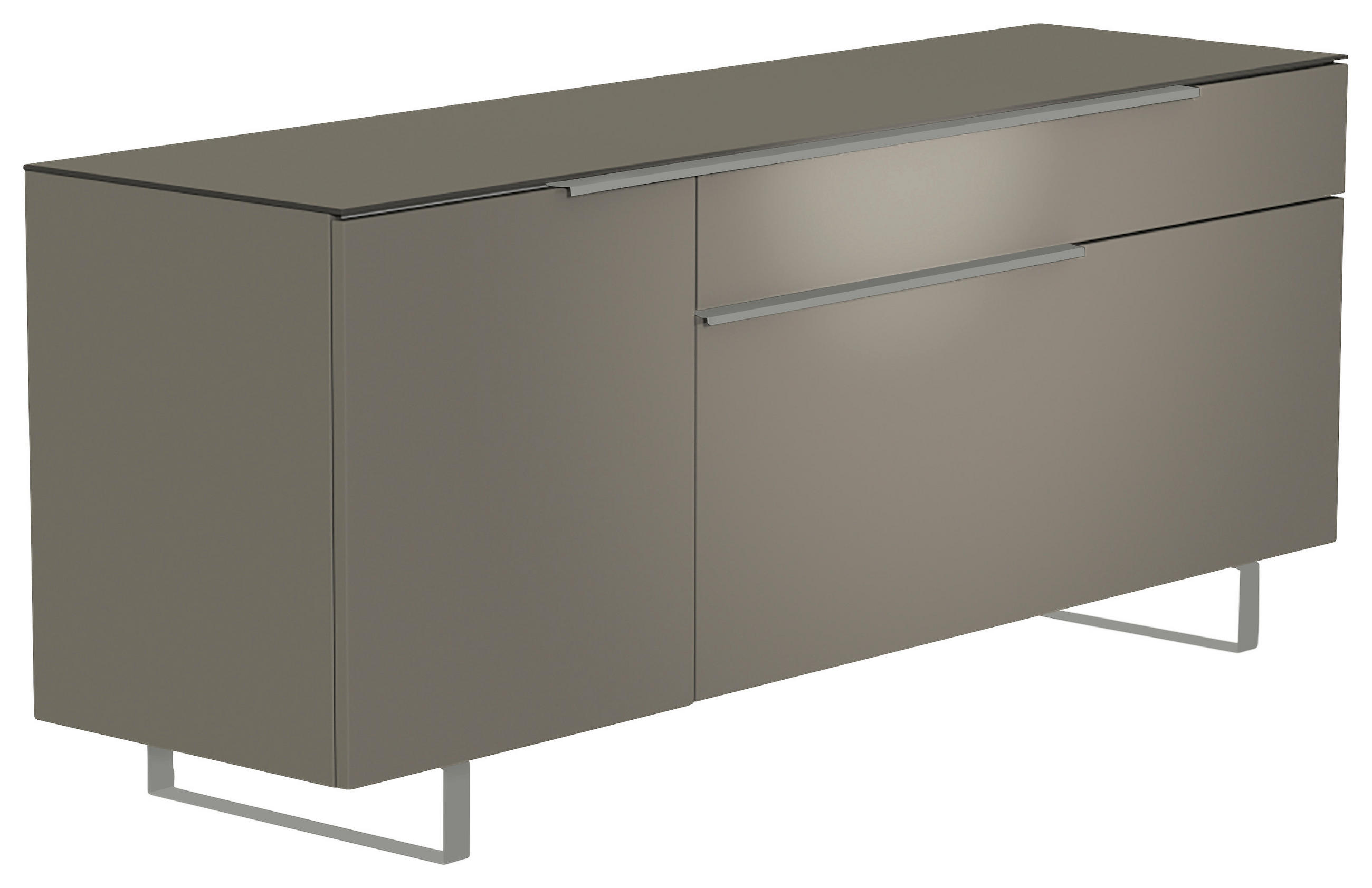 LOWBOARD Grau, Alufarben  160/66/45 cm  - Alufarben/Grau, Design, Glas/Holzwerkstoff (160/66/45cm) - Moderano