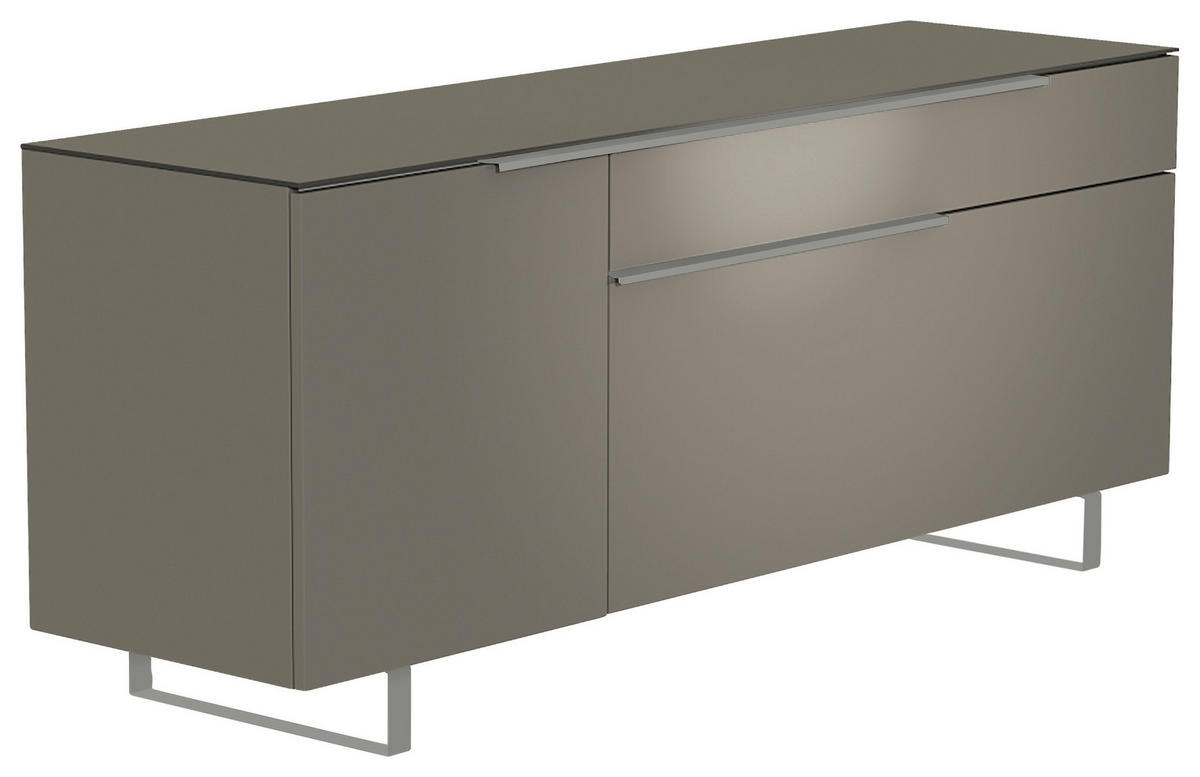 LOWBOARD Grau, Alufarben  160/66/45 cm  - Alufarben/Grau, Design, Glas/Holzwerkstoff (160/66/45cm) - Moderano