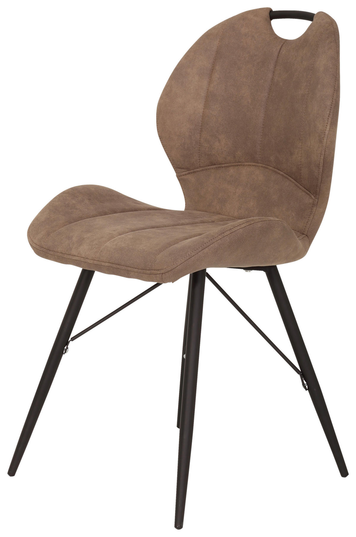 STUHL-SET 4 Stück  in Stahl Mikrofaser Metall, Textil  - Schlammfarben/Schwarz, MODERN, Textil/Metall (50/86/56cm) - MID.YOU