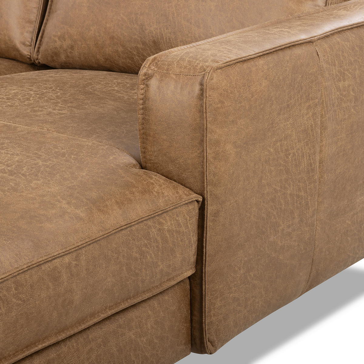 ECKSOFA Beige Echtleder Lederlook Rücken echt  - Beige/Schwarz, Design, Leder/Textil (166/238cm) - Livetastic