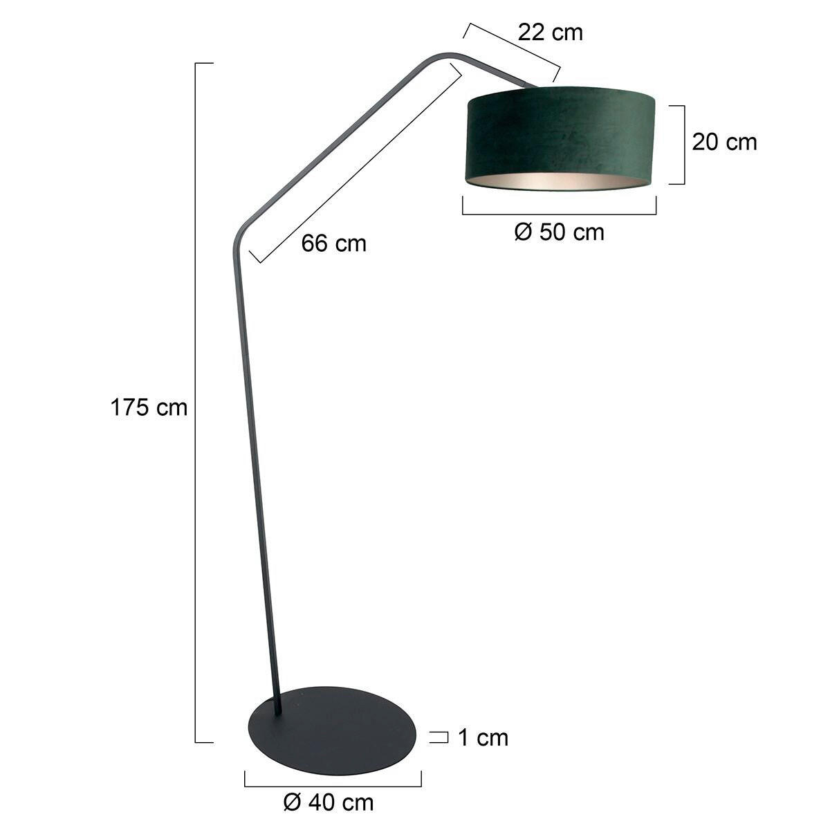 STEHLEUCHTE - Schwarz/Grün, Trend, Textil/Metall (50/173/70cm)