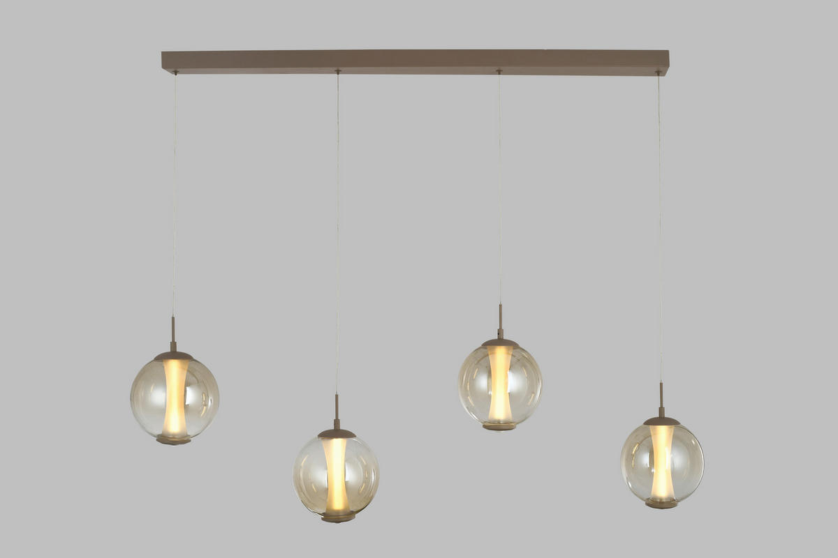 LED-HÄNGELEUCHTE Orleans 120/150/18 cm  - Sandfarben, Design, Glas/Metall (120/150/18cm)