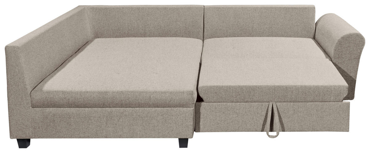 ECKSOFA in Webstoff Sandfarben  - Sandfarben/Schwarz, Modern, Kunststoff/Textil (175/252cm) - Livetastic