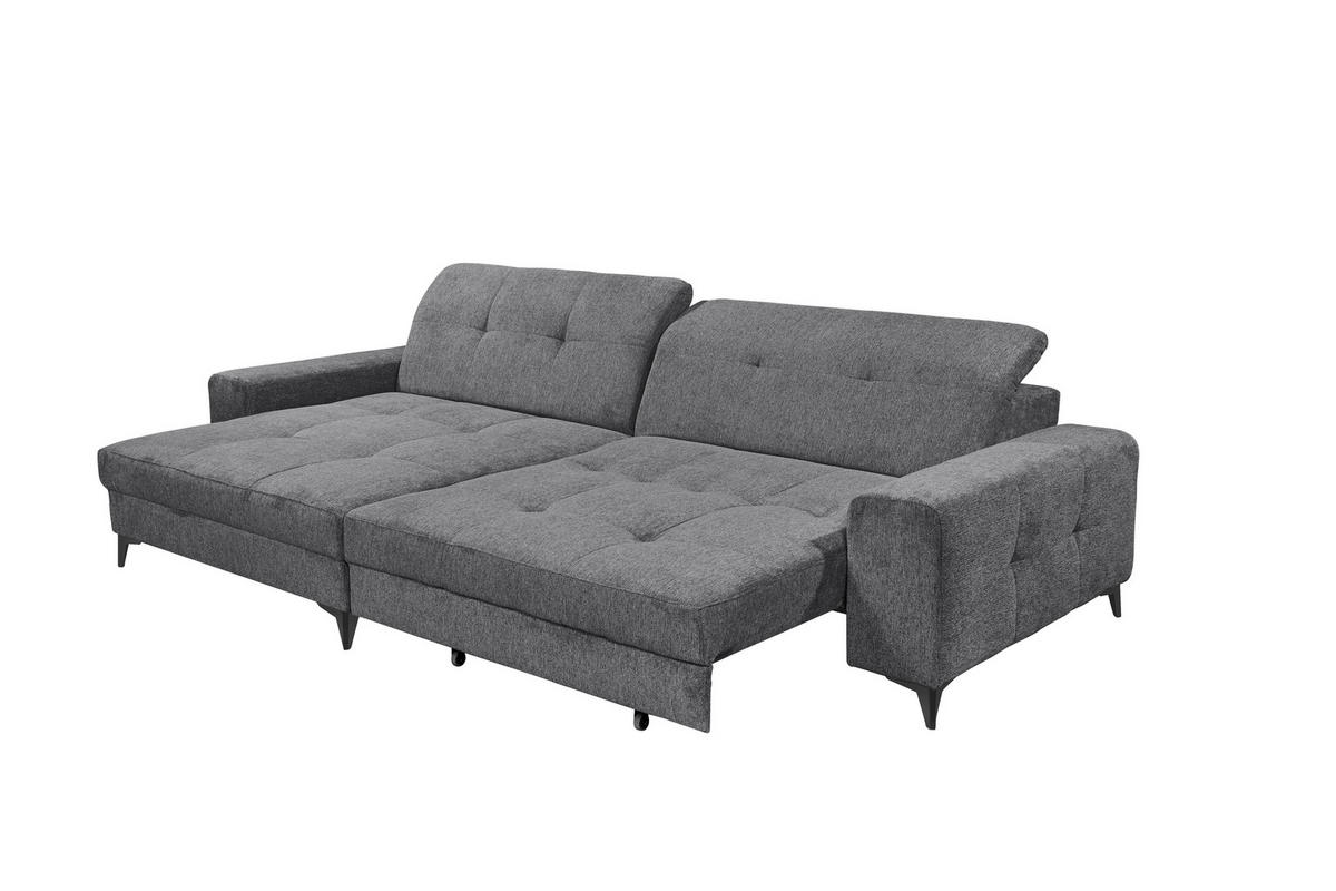 ECKSOFA SORELLA Anthrazit Mikrovelours Kopfteilverstellung, Sitztiefenverstellung  - Anthrazit/Schwarz, Design, Kunststoff/Textil (182/328cm) - MID.YOU
