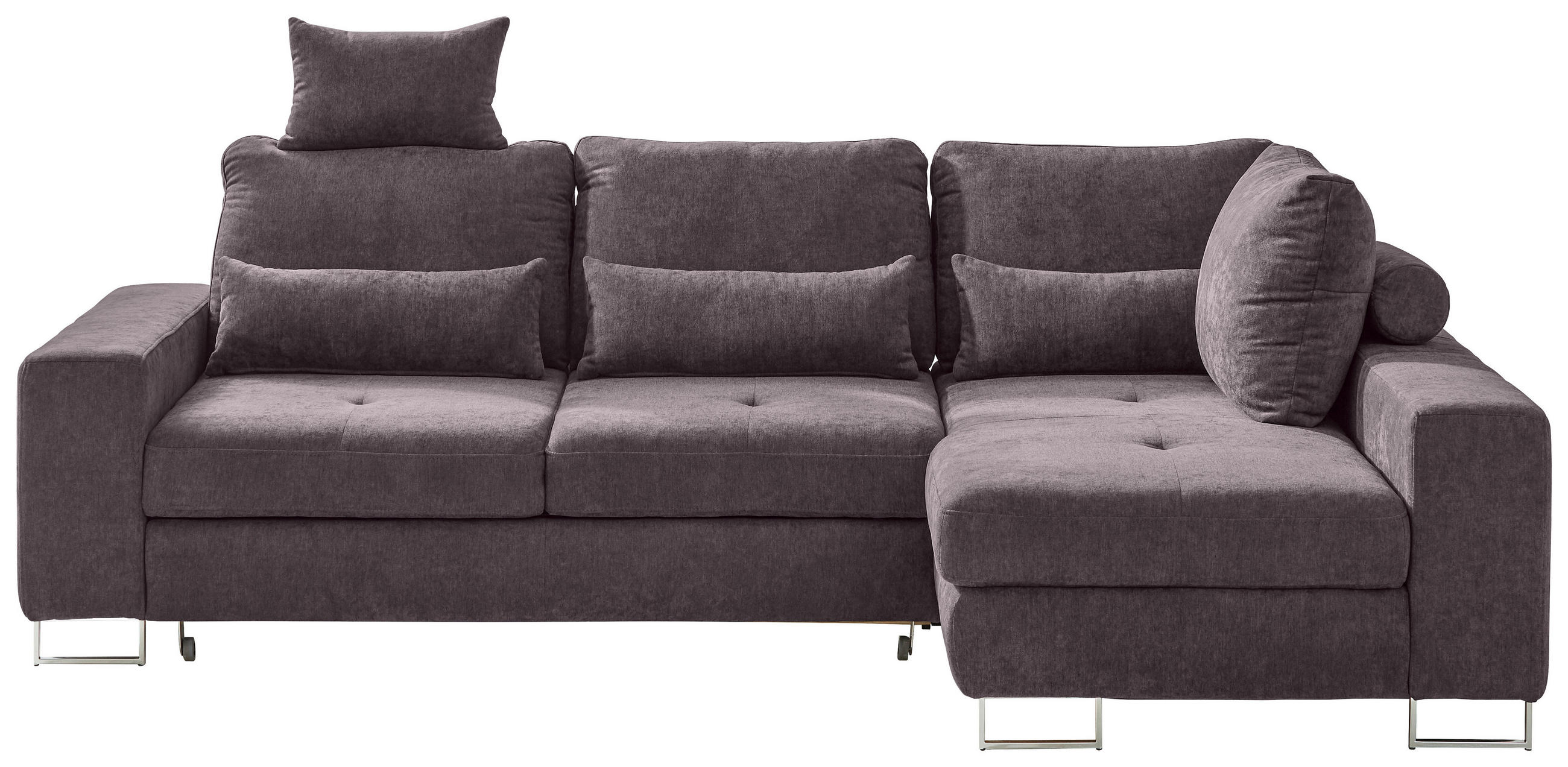 ECKSOFA in Flachgewebe Taupe  - Taupe, Design, Textil/Metall (260/188cm) - Hom`in