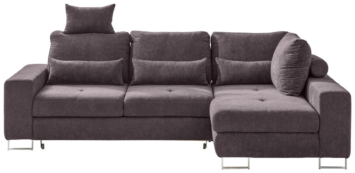 ECKSOFA in Flachgewebe Taupe  260/188 cm  - Taupe, Design, Textil/Metall (260/188cm) - Hom`in