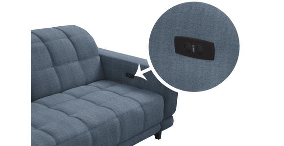 ECKSOFA in Webstoff Blau  216/302 cm  - Blau/Schwarz, Design, Textil/Metall (216/302cm) - Xora