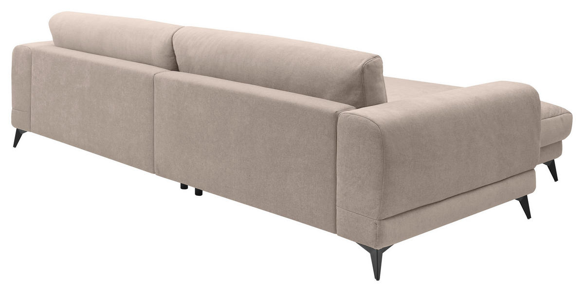 ECKSOFA Beige Chenille  - Beige/Schwarz, KONVENTIONELL, Textil/Metall (194/292cm) - SetOne by Musterring