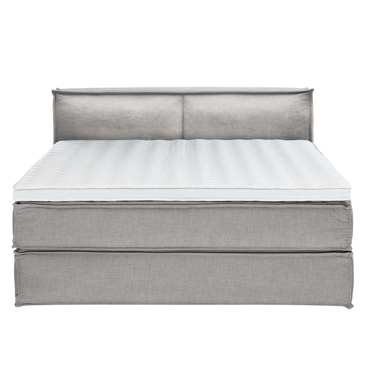 BOXSPRINGBETT 180/220 cm  in Hellgrau  - Hellgrau/Schwarz, Design, Textil (180/220cm) - home24