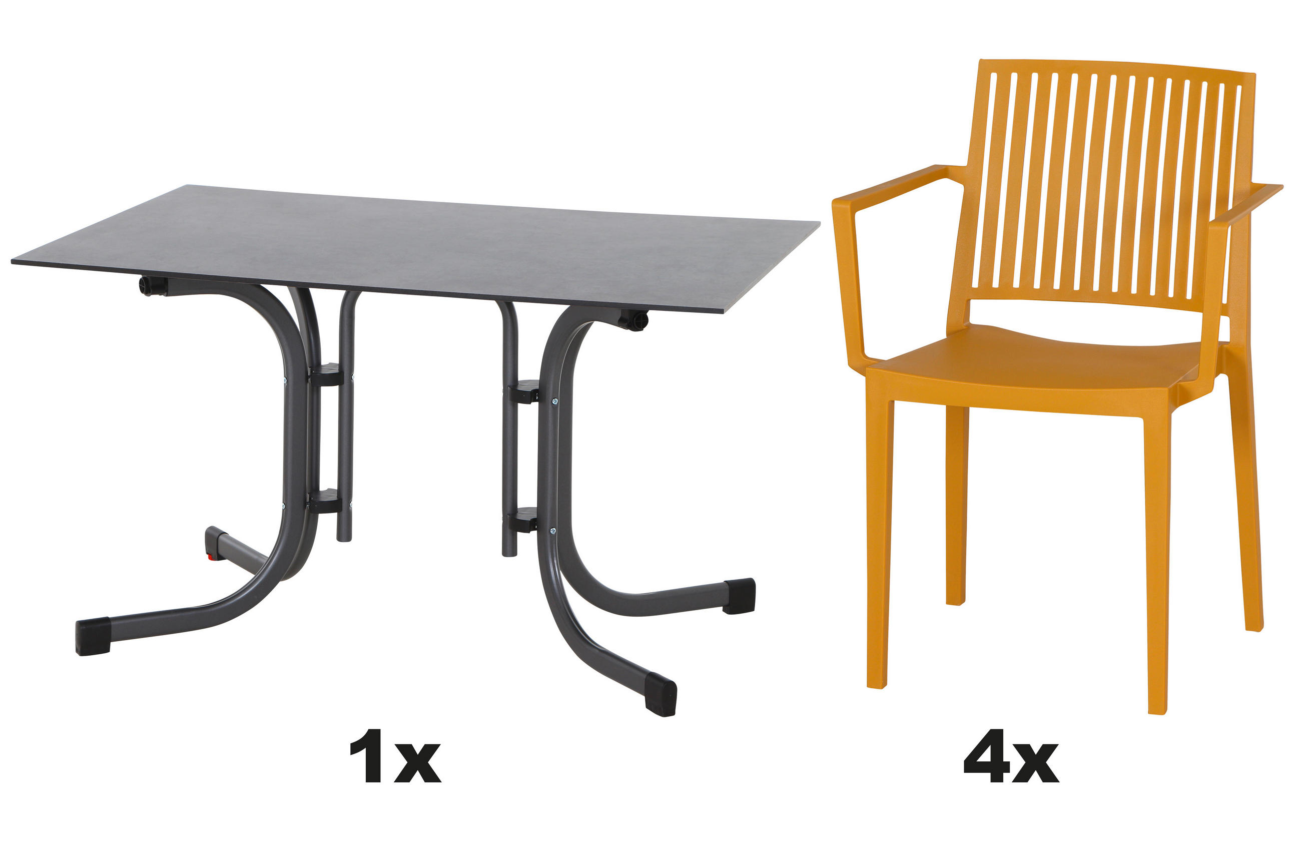 GARTENGARNITUR 5-teilig  - Gelb/Anthrazit, Basics, Holzwerkstoff/Kunststoff (57/80/56cm) - Siena Garden