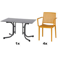 GARTENGARNITUR 5-teilig Stahl  - Anthrazit/Gelb, Basics, Kunststoff/Metall (57/80/56cm) - Siena Garden