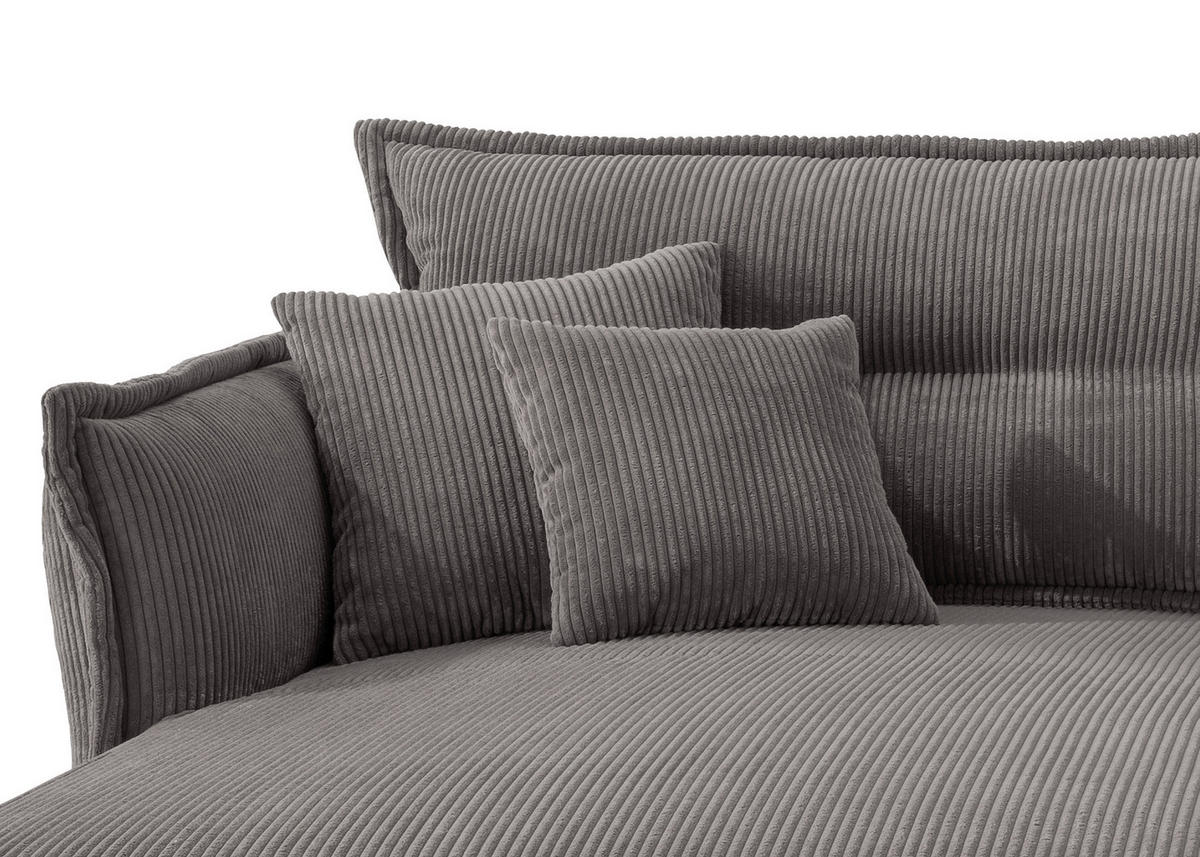 ECKSOFA in Cord Grau  - Schwarz/Grau, Modern, Textil/Metall (180/255cm) - Livetastic