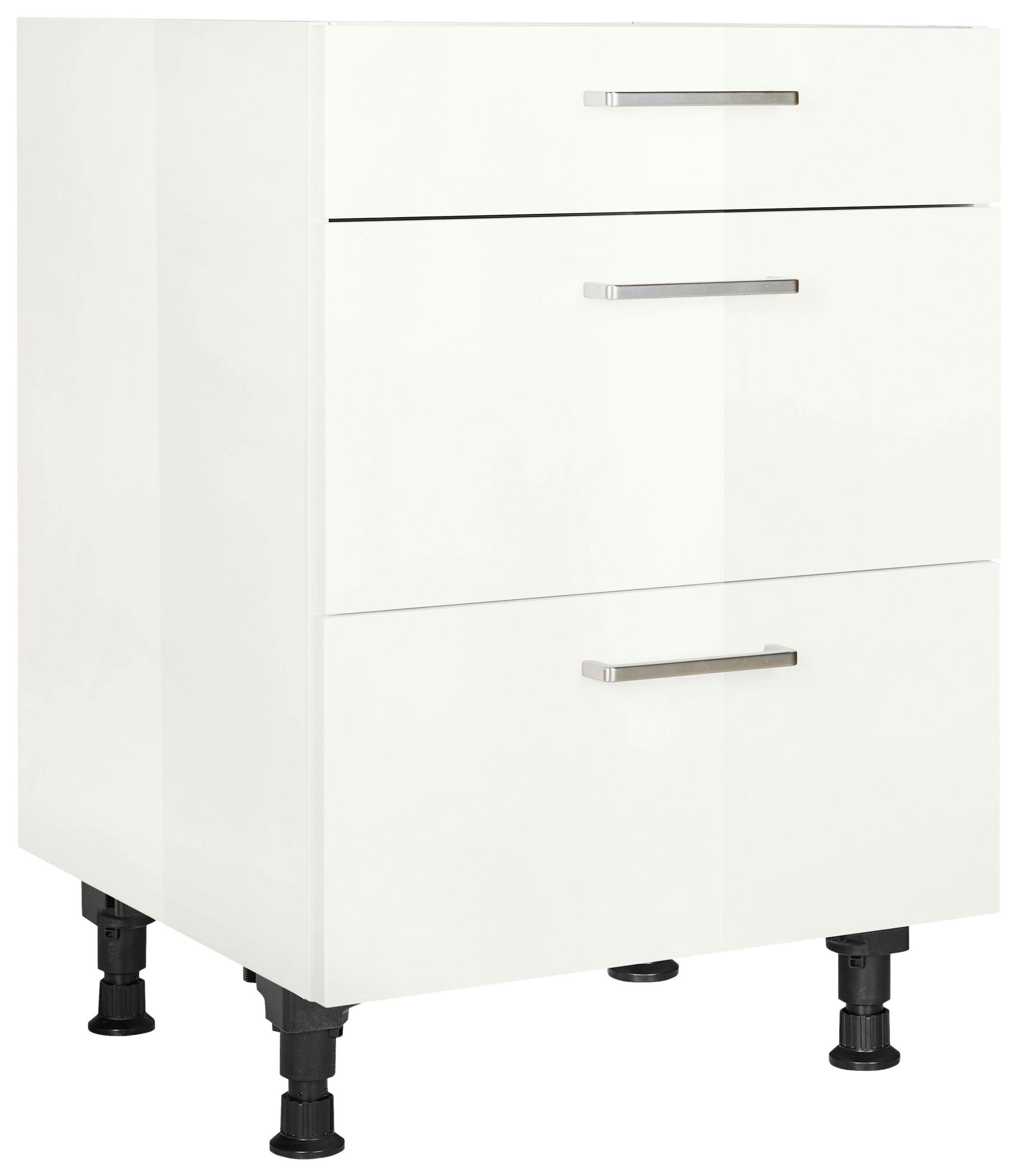 KOCHFELDUMBAUSCHRANK  in Weiß Hochglanz  - Edelstahlfarben/Weiß Hochglanz, MODERN, Holzwerkstoff/Metall (60/87/56cm) - Nobilia