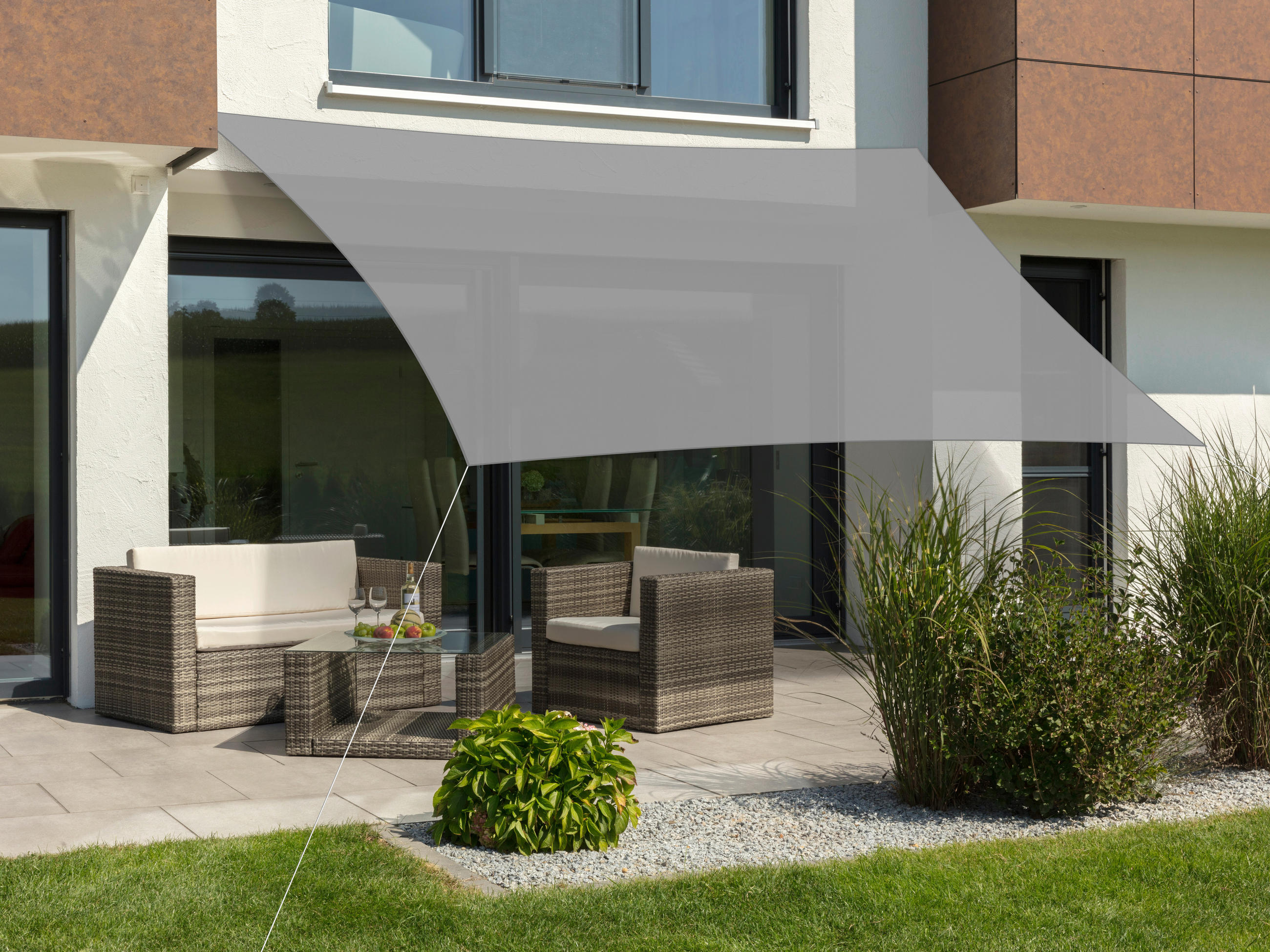 GARTENSONNENSEGEL - Silberfarben, Basics, Textil (360/0,5/500cm) - Schneider
