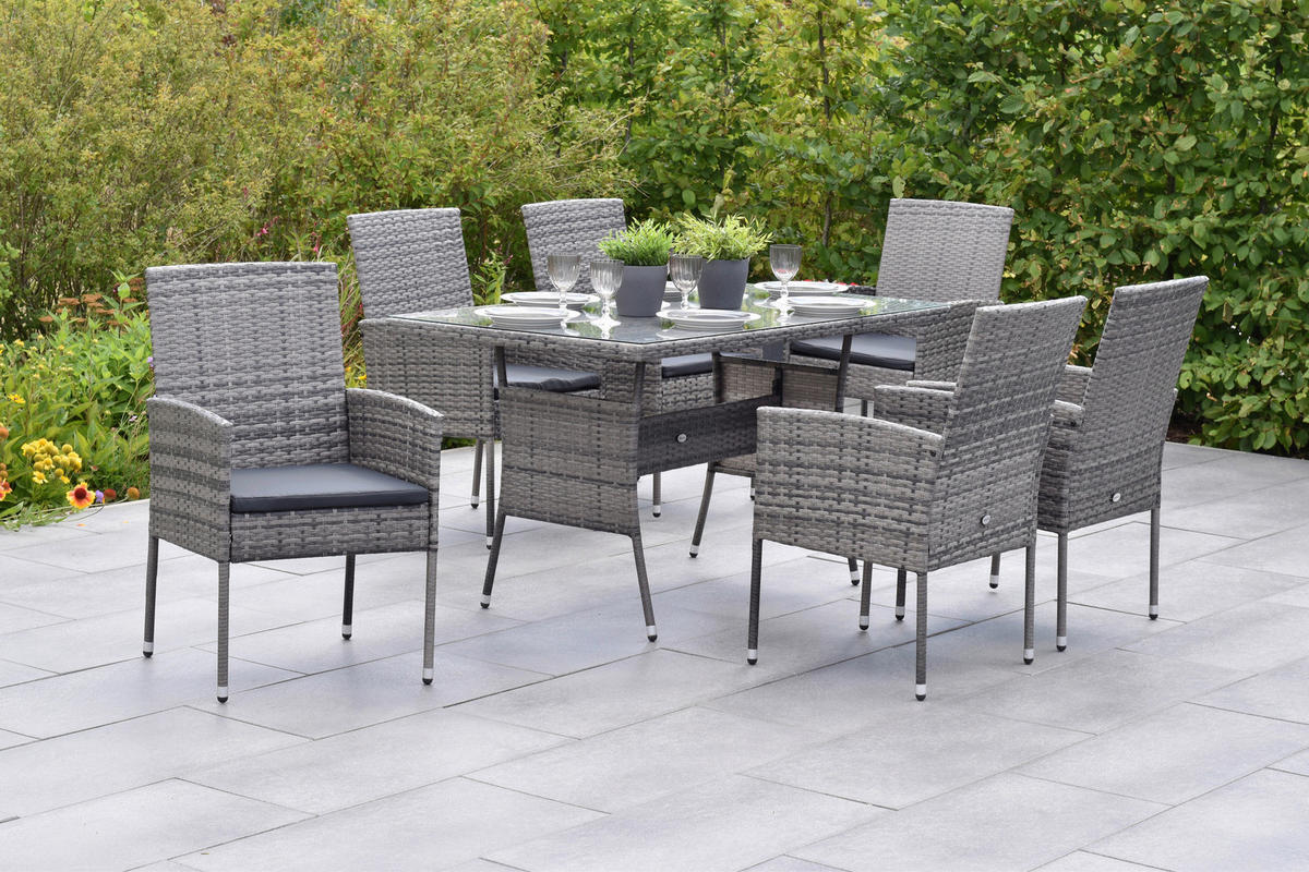 GARTENSET 13-teilig  - Grau, MODERN, Kunststoff/Metall - Gardenson