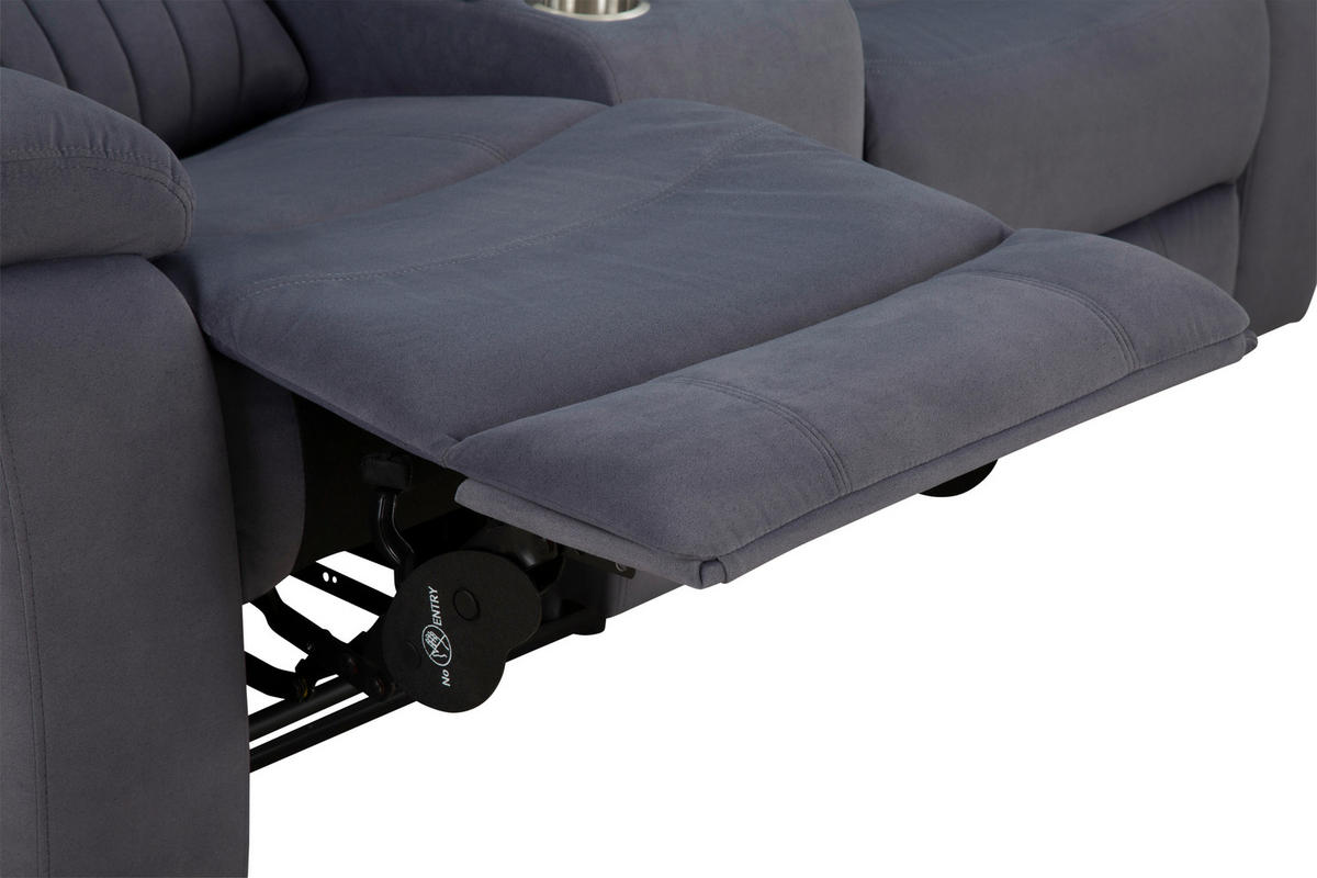 HEIMKINO-SOFA Velours Grau  - Grau, KONVENTIONELL, Textil/Metall (186/102/99cm) - MID.YOU