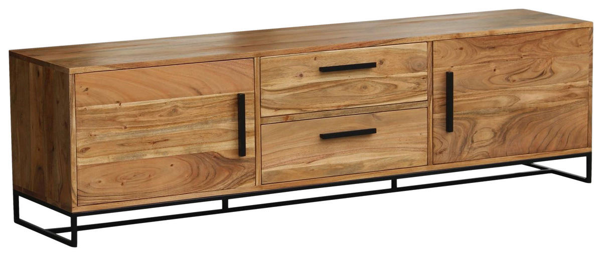 LOWBOARD  in 175/50/40 cm  - Schwarz/Akaziefarben, Design, Holz/Metall (175/50/40cm) - home24