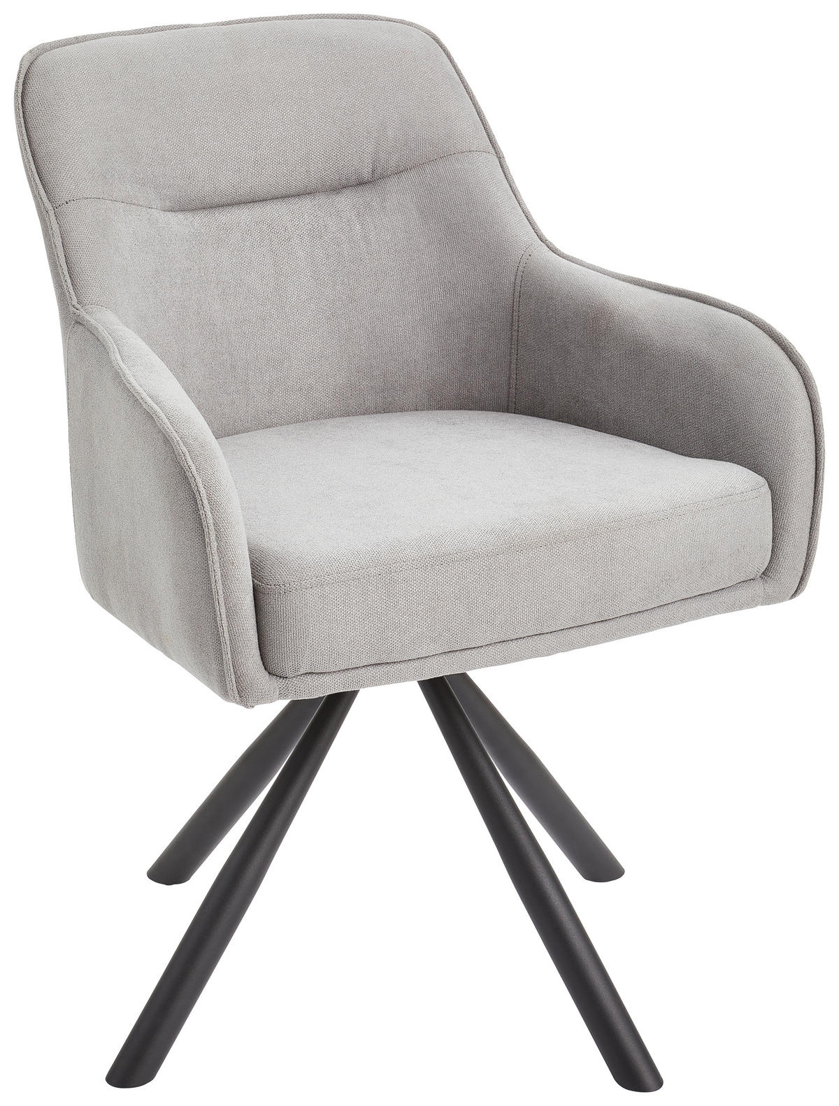 ARMLEHNSTUHL  in Eisen Webstoff  - Hellgrau/Schwarz, MODERN, Textil/Metall (61/85/61cm) - Livetastic