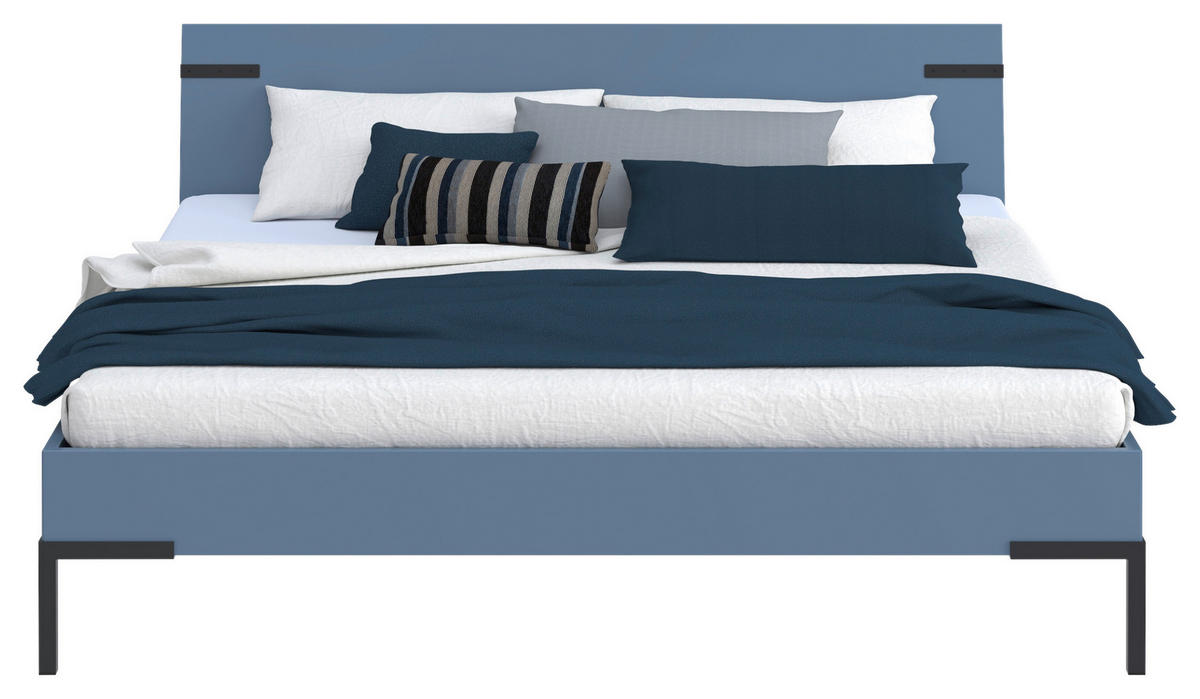 BETT 180/200 cm  in Blau  - Blau/Schwarz, Design, Metall (180/200cm) - Xora