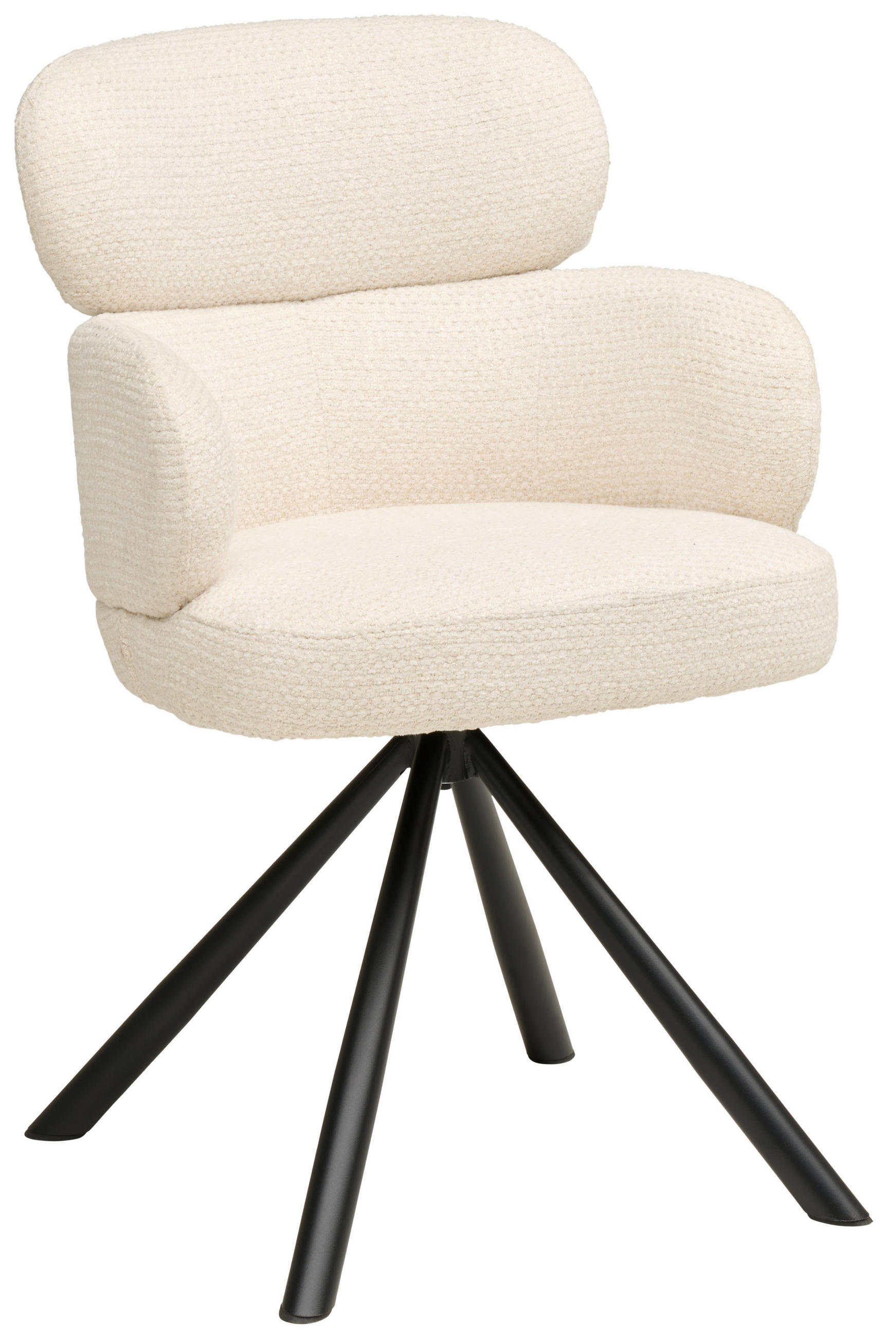 ARMLEHNSTUHL  Sitzfläche 360° drehbar Webstoff  - Beige/Schwarz, Modern, Textil/Metall (60/84/64cm) - MID.YOU