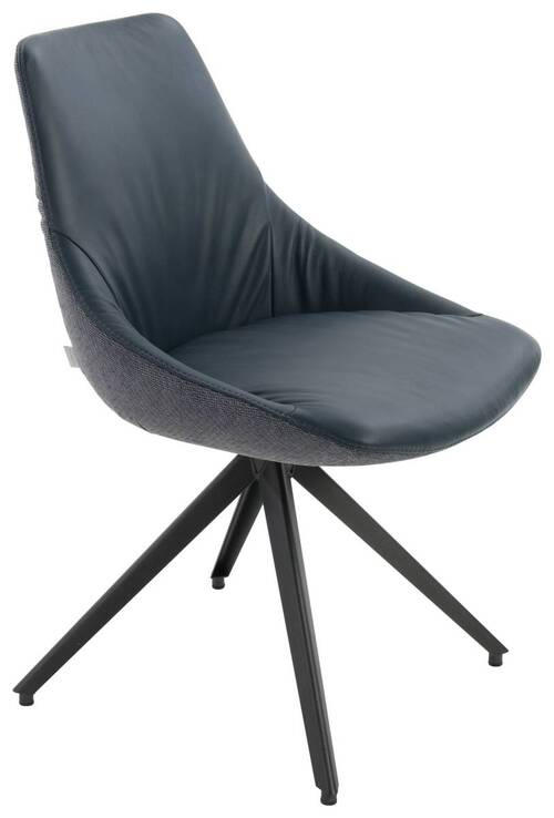 STUHL Struktur Echtleder Blau, Grau  - Blau/Anthrazit, Design, Leder/Textil (55/87/62cm) - Bert Plantagie